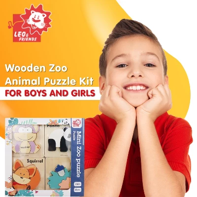 Leo & Friends Wooden Zoo Animal Puzzle Kit For Boys And Girls 1 Leo & Friends Wooden Zoo Animal Puzzle Kit For Boys And Girls