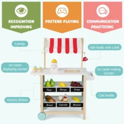 Costway Kids Ice Cream Cart Wooden Toddler Farmers Market Stand W/ Chalkboard & Storage -LITTLE TIKES Shop GUEST 4d8dcc5f e8fd 4550 b0ac d0c77cd89edf