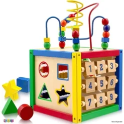 Wooden Activity Cube With Bead Maze, Shape Sorter, Abacus Counting Beads, Counting Numbers, Sliding Shapes - 5 In 1 - Play22Usa -LITTLE TIKES Shop GUEST 4e2ff3d1 e8df 48be 9863 44e82ccf753e
