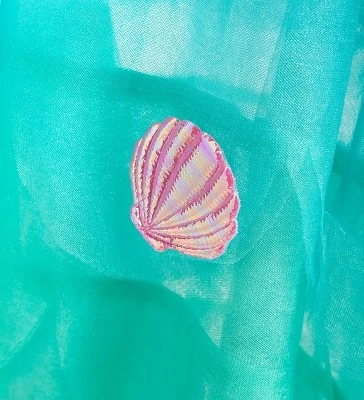 HearthSong Mermaid Blue Scalloped Gauze Canopy With LED Lights And Decorative Applique And Cute Shells And Starfish 15 HearthSong Mermaid Blue Scalloped Gauze Canopy With LED Lights And Decorative Applique And Cute Shells And Starfish - Image 15