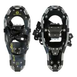 Outbound Lightweight 19 Inch Long Aluminum Framed Snowshoe Kit With Adjustable Poles And Anti Shock Mechanisms, And Carrying Tote Bag, Black