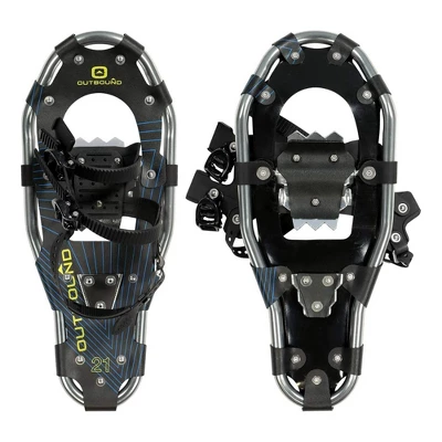 Outbound Lightweight 19 Inch Long Aluminum Framed Snowshoe Kit With Adjustable Poles And Anti Shock Mechanisms, And Carrying Tote Bag, Black 1 Outbound Lightweight 19 Inch Long Aluminum Framed Snowshoe Kit With Adjustable Poles And Anti Shock Mechanisms, And Carrying Tote Bag, Black
