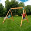 Gorilla Playsets 3-Position Wooden Swing Set With 2 Swing Belts And Trapeze Bar