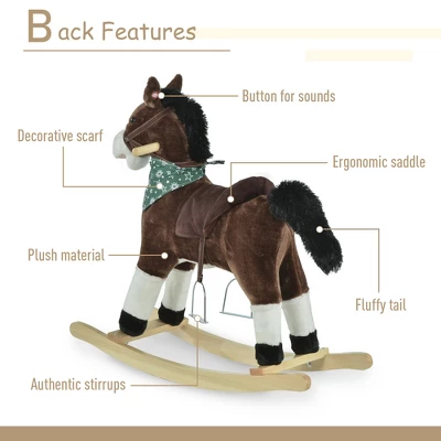 Qaba Kids Plush Ride-On Rocking Horse Toy Cowboy Rocker With Fun Realistic Sounds For Child 3-6 Years Old 4 Qaba Kids Plush Ride-On Rocking Horse Toy Cowboy Rocker With Fun Realistic Sounds For Child 3-6 Years Old - Image 4