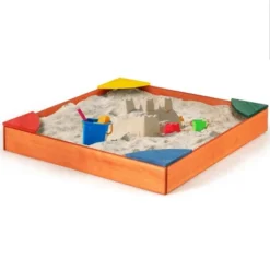 Costway Kids Wooden Backyard Sandbox W/ Built-in Corner Seating Kid's Outdoor Furniture -LITTLE TIKES Shop GUEST 524ab19d b8d4 4b2a b050 073a1d233c44