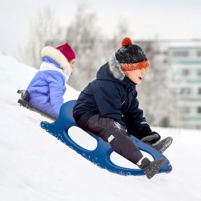 Outdoor Snow Sleigh Ice Sled Toy, Two Rider, Solid Hard Plastic With Pull Rope For Kids Over 5 Years, Blue 1 Outdoor Snow Sleigh Ice Sled Toy, Two Rider, Solid Hard Plastic With Pull Rope For Kids Over 5 Years, Blue