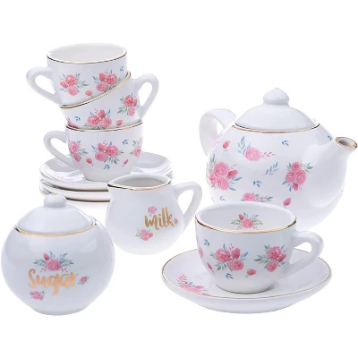 Jewelkeeper 13-Piece Porcelain Tea Party Set With Polka Dot Design 3 Jewelkeeper 13-Piece Porcelain Tea Party Set With Polka Dot Design - Image 3