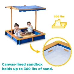 Teamson Kids Garden Outdoor Summer Children's Sand Box Wood / Blue TK-KF0003
