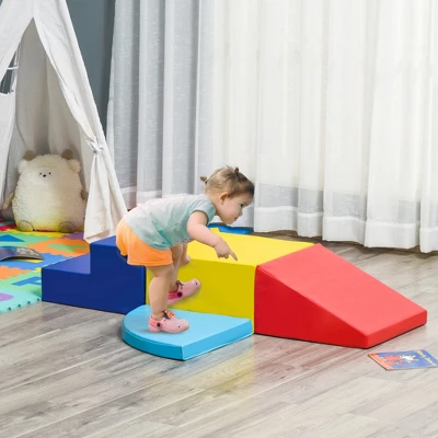 Qaba Foam Play Set For Toddlers And Children, Easy-to-clean 4 Piece Soft & Safe Kids Climbing Set For Crawling Or Sliding, Multicolor 2 Qaba Foam Play Set For Toddlers And Children, Easy-to-clean 4 Piece Soft & Safe Kids Climbing Set For Crawling Or Sliding, Multicolor - Image 2