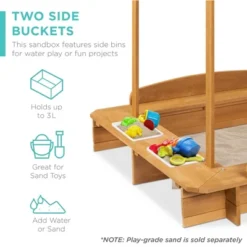 Best Choice Products Kids Wooden Cabana Sandbox W/ Bench Seats, UV-Resistant Canopy, Sandpit Cover, 2 Buckets - Natural -LITTLE TIKES Shop GUEST 56dc750b 8c98 4767 87aa f4941bd87c4c
