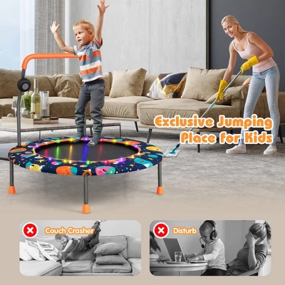 Costway 36'' Mini Toddler Trampoline W/LED Bluetooth Speaker Detachable Handle Kids Gifts 8 Costway 36'' Mini Toddler Trampoline W/LED Bluetooth Speaker Detachable Handle Kids Gifts - Image 8