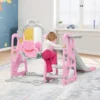 Costway 4-in-1 Kids Play Climber Playset W/ Basketball Hoop & Ball Pink