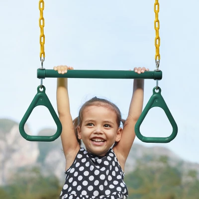 Jungle Gym Kingdom Swing Trapeze Bar Set With Rings Outdoor Swingset For Kids Playground & Treehouse With Accessories & Locking Hardware 18" Inch 2 Jungle Gym Kingdom Swing Trapeze Bar Set With Rings Outdoor Swingset For Kids Playground & Treehouse With Accessories & Locking Hardware 18" Inch - Image 2