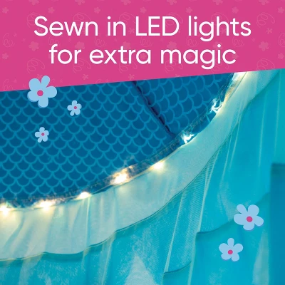 HearthSong Mermaid Blue Scalloped Gauze Canopy With LED Lights And Decorative Applique And Cute Shells And Starfish 4 HearthSong Mermaid Blue Scalloped Gauze Canopy With LED Lights And Decorative Applique And Cute Shells And Starfish - Image 4