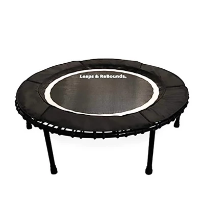 LEAPS & REBOUNDS 40" Adjustable Stability Bar Attachment With 40" Mini Fitness Trampoline And Home Gym Rebounder For Cardio Exercises, Gray 2 LEAPS & REBOUNDS 40" Adjustable Stability Bar Attachment With 40" Mini Fitness Trampoline And Home Gym Rebounder For Cardio Exercises, Gray - Image 2
