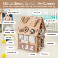 Costway Wooden Busy House Montessori Toy With Sensory Games & Interior Storage Space -LITTLE TIKES Shop GUEST 5b4a5a83 22bd 4fd2 a0ba b71bb0f1c31d