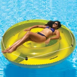 Swimline 72" Water Sports Circular Inflatable Suntan Island Swimming Pool Raft Lounger - Green