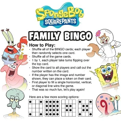 Aquarius Puzzles SpongeBob SquarePants Family Bingo | 2-18 Players 1 Aquarius Puzzles SpongeBob SquarePants Family Bingo | 2-18 Players