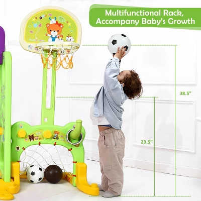 Costway 6 In 1 Toddler Climber And Swing Set W/ Basketball Hoop & Football Gate Backyard 4 Costway 6 In 1 Toddler Climber And Swing Set W/ Basketball Hoop & Football Gate Backyard - Image 4