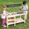HearthSong Wooden Mud Kitchen & Sensory Play Station With Metal Accessories For Kids' Imaginative Play