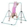 HearthSong Kids 2-in-1 Adjustable Gymnastics Training Bar And Ring Set With Five Height Settings