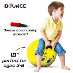 New Bounce Hopper Ball For Kids - Bouncing Ball With Handles - Inflatable Hippity Hop Ball - Yellow Bouncy Ball With Pump