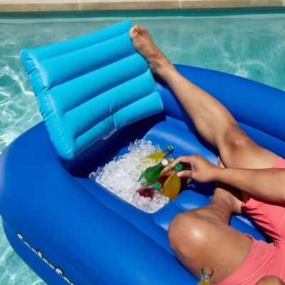 Swimline 15181SF Solstice 64 Inch Inflatable Cooler Couch Pool Float, Lake Raft Lounger With 2 Cupholders And Onboard Ice Cooler, Blue 4 Swimline 15181SF Solstice 64 Inch Inflatable Cooler Couch Pool Float, Lake Raft Lounger With 2 Cupholders And Onboard Ice Cooler, Blue - Image 4
