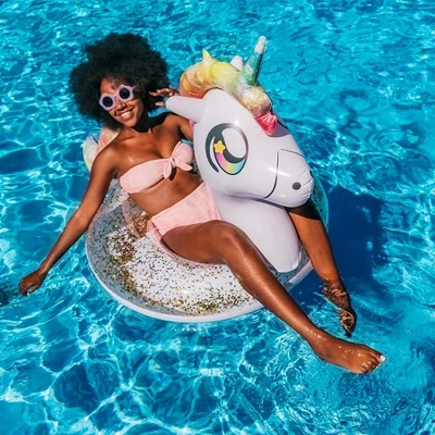 PoolCandy Glitterfied's Inflatable Unicorn Pool Tube Water Float Ultra Durable Sun Tan Fun Great For Pools, Lakes And More 1 PoolCandy Glitterfied's Inflatable Unicorn Pool Tube Water Float Ultra Durable Sun Tan Fun Great For Pools, Lakes And More