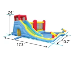 Pogo Bounce House Backyard Kids Home Water Park Inflatable Water Slide With Splash Pool