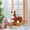 Qaba Kids Ride-On Rocking Horse Toy Rocker With Fun Song Music & Soft Plush Fabric For Children 18-36 Months