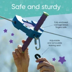 HearthSong 150-Foot Stainless Steel Blue Backyard Zipline Kit With Adjustable Seat, Non-Slip Handles, And Rubber Stopper -LITTLE TIKES Shop GUEST 644ee76f f9fe 4cf2 b920 7caeef0a9616