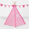 Bacati - Mix N Match Pink Chevron/Dots Play Tent For Kids/Toddlers, 100% Cotton Percale Fabric Cover