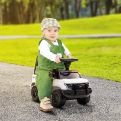 Aosom Kids Ride On Sliding Car With Hidden Under Seat Storage, Ride On Police Car For Toddler With Megaphone, Anti Dumping Device, Removable Backrest, Foot-to-Floor Design, Aged 18-60 Months