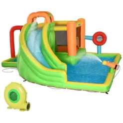 Outsunny 7-in-1 Inflatable Water Slide, Kids Castle Bounce House Includes Slide, Boxing Post, Tunnel W/ Carry Bag, Repair Patches, 750W Air Blower -LITTLE TIKES Shop GUEST 672edbf5 c29a 4932 aa39 ef962c318c87