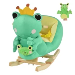 Qaba Kids Ride-On Rocking Horse Toy Frog Style Rocker With Fun Music, Seat Belt & Soft Plush Fabric Hand Puppet For Children 18-36 Months -LITTLE TIKES Shop GUEST 676a37c6 0549 4364 b470 005725594366