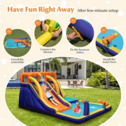 Costway Inflatable Waterslide 4-in-1 Kids Bounce Castle W/ Splash Pool（With 735W Blower） -LITTLE TIKES Shop GUEST 69980853 75b0 446e baf9 9a0f97b2b2c2