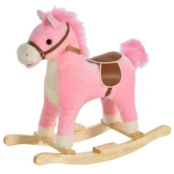 Qaba Rocking Horse Plush Animal On Wooden Rockers With Sounds, Wooden Base, Baby Rocking Chair For 36-72 Months -LITTLE TIKES Shop GUEST 6bedf692 ce57 43a9 8a23 38b31bdcc2c5