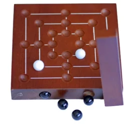 WE Games Nine Men's Morris Wooden Travel Game With Marbles - 5 Inch Travel Size