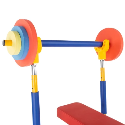 Toy Time Kids' Weight Bench Workout Equipment Set For Beginner Exercise, Weightlifting, And Power Lifting With Leg Press And Barbell 4 Toy Time Kids' Weight Bench Workout Equipment Set For Beginner Exercise, Weightlifting, And Power Lifting With Leg Press And Barbell - Image 4