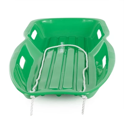 Slippery Racer Downhill Xtreme Flexible Adults And Kids Plastic Toboggan Snow Sled For Up To 2 Riders With Pull Rope And Handles, Green 4 Slippery Racer Downhill Xtreme Flexible Adults And Kids Plastic Toboggan Snow Sled For Up To 2 Riders With Pull Rope And Handles, Green - Image 4