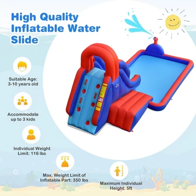 Costway Inflatable Water Slide Park W/ Climb Slide Pool & 2 Swim Rings Blower Excluded 4 Costway Inflatable Water Slide Park W/ Climb Slide Pool & 2 Swim Rings Blower Excluded - Image 4