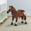 Qaba Sound-Making Ride On Horse Stuffed Animal For Kids With Padding, Stuffed Animal Horse Toy For Girls And Boys, Plush Horse Gift With Soft Feel