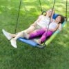 HearthSong Colorful Super Platform Swing With Foam-Padded Tubular Steel Frame And UV Rated Durable Oxford Cloth Mat