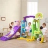 Costway 6 In 1 Toddler Climber And Swing Set W/ Basketball Hoop & Football Gate Backyard