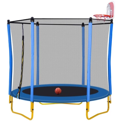 5.5 FT Kids Outdoor And Indoor Trampoline With Playpen, Basketball Hoop And Ball - ModernLuxe 4 5.5 FT Kids Outdoor And Indoor Trampoline With Playpen, Basketball Hoop And Ball - ModernLuxe - Image 4