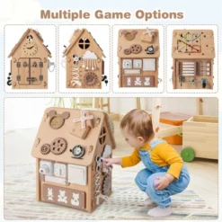 Costway Wooden Busy House Montessori Toy With Sensory Games & Interior Storage Space -LITTLE TIKES Shop GUEST 71b2f74b 271a 45f2 99dd 27da07b43004
