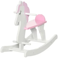 Qaba Little Wooden Rocking Horse Toy For Kids' Imaginative Play, Children's Small Baby Rocking Horse Ride-on Toy For Toddlers 1-3, Pink And White -LITTLE TIKES Shop GUEST 727f2f65 f2e0 4e7d 8599 d2637924ed48