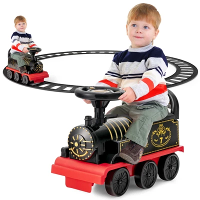 Costway 6V Electric Kids Ride On Train Motorized Train Toy W/ Track & 6 Wheels 11 Costway 6V Electric Kids Ride On Train Motorized Train Toy W/ Track & 6 Wheels - Image 11