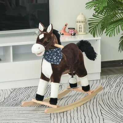 Qaba Kids Plush Ride-On Rocking Horse Toy Cowboy Rocker With Fun Realistic Sounds For Child 3-6 Years Old 1 Qaba Kids Plush Ride-On Rocking Horse Toy Cowboy Rocker With Fun Realistic Sounds For Child 3-6 Years Old