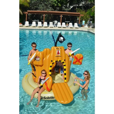 Solstice 82" Inflatable Giant Floating Pirate Castle Swimming Pool Adventure Play Set - Yellow 3 Solstice 82" Inflatable Giant Floating Pirate Castle Swimming Pool Adventure Play Set - Yellow - Image 3